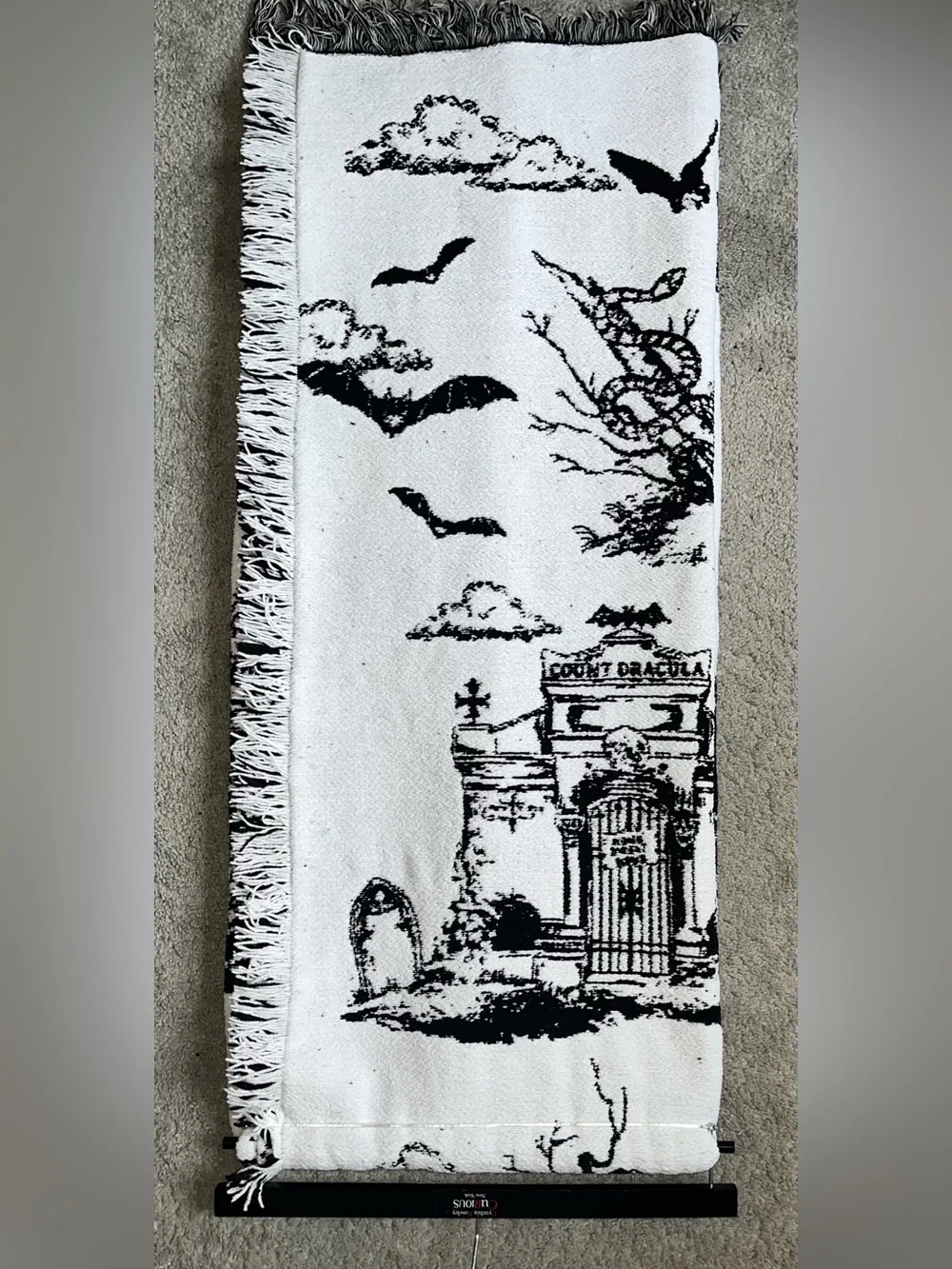 NWT Curious by Cynthia Rowley Graveyard Scene Halloween Throw/Blanket
